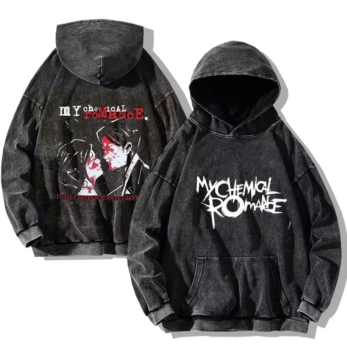 Sudadera My Chemical Romance, sudaderas con capucha lavadas Vintage, moda Harajuku, jersey con capucha de gran tamaño para hombres y mujeres, ropa informal estilo Hip Hop
