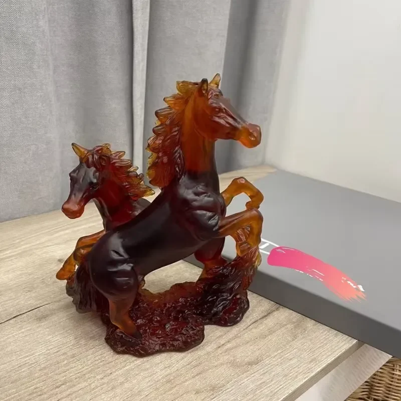 Art Deco Crystal Double Horse Cavalry Sculpture Elegant Decorative Tray