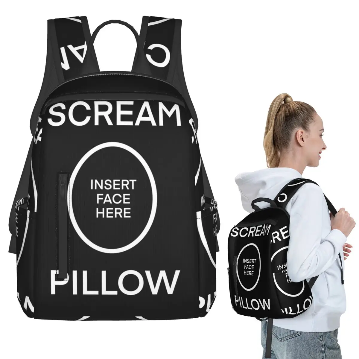 SCREAM PILLOW Backpack Student BookBag Boys Girls School Bag Laptop Shoulder Bags Men Women
