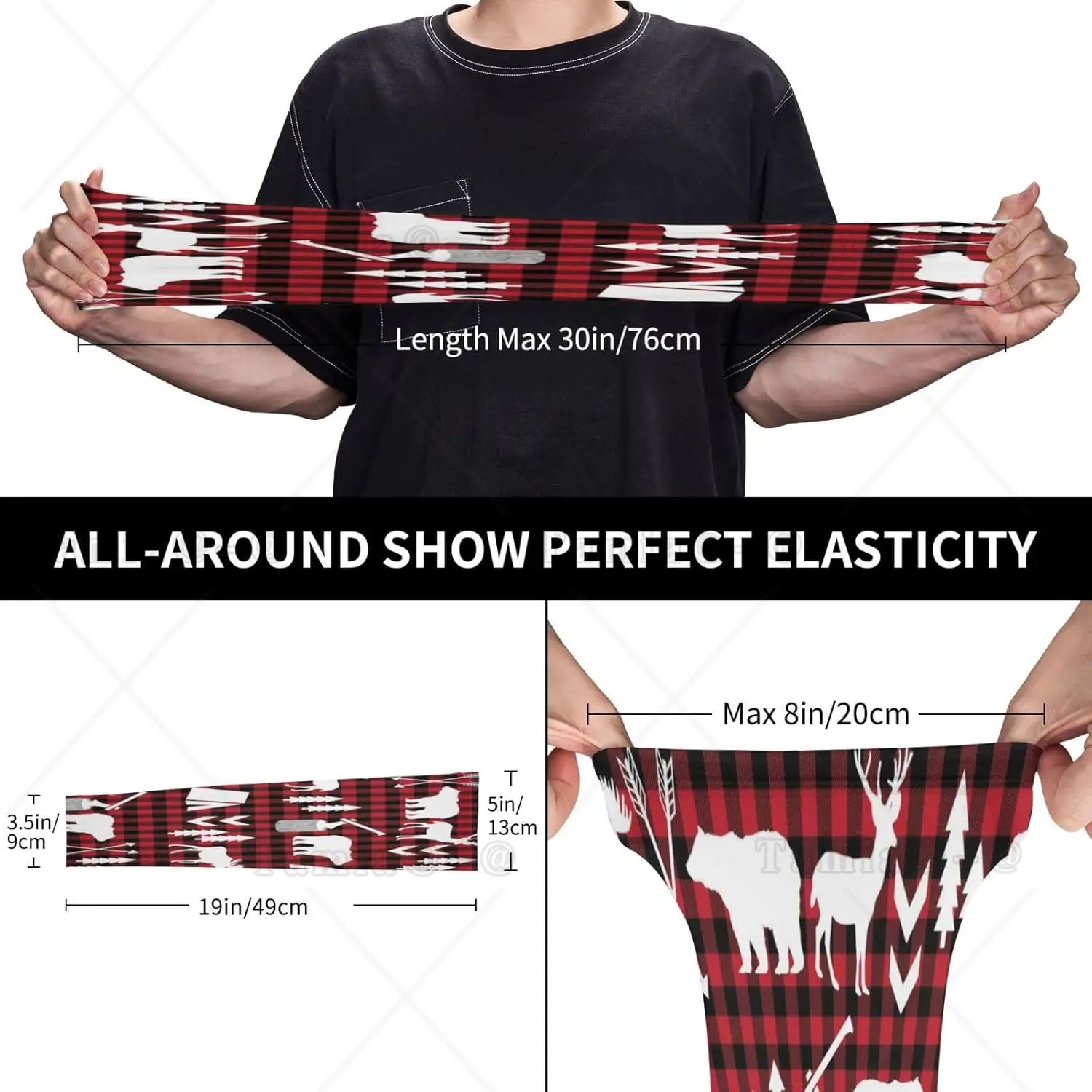 Cute Christmas Red and Black Plaid Snowflakes Arm Sleeves Uv Protection Sun Unisex Sport Ice Silk Sleeves