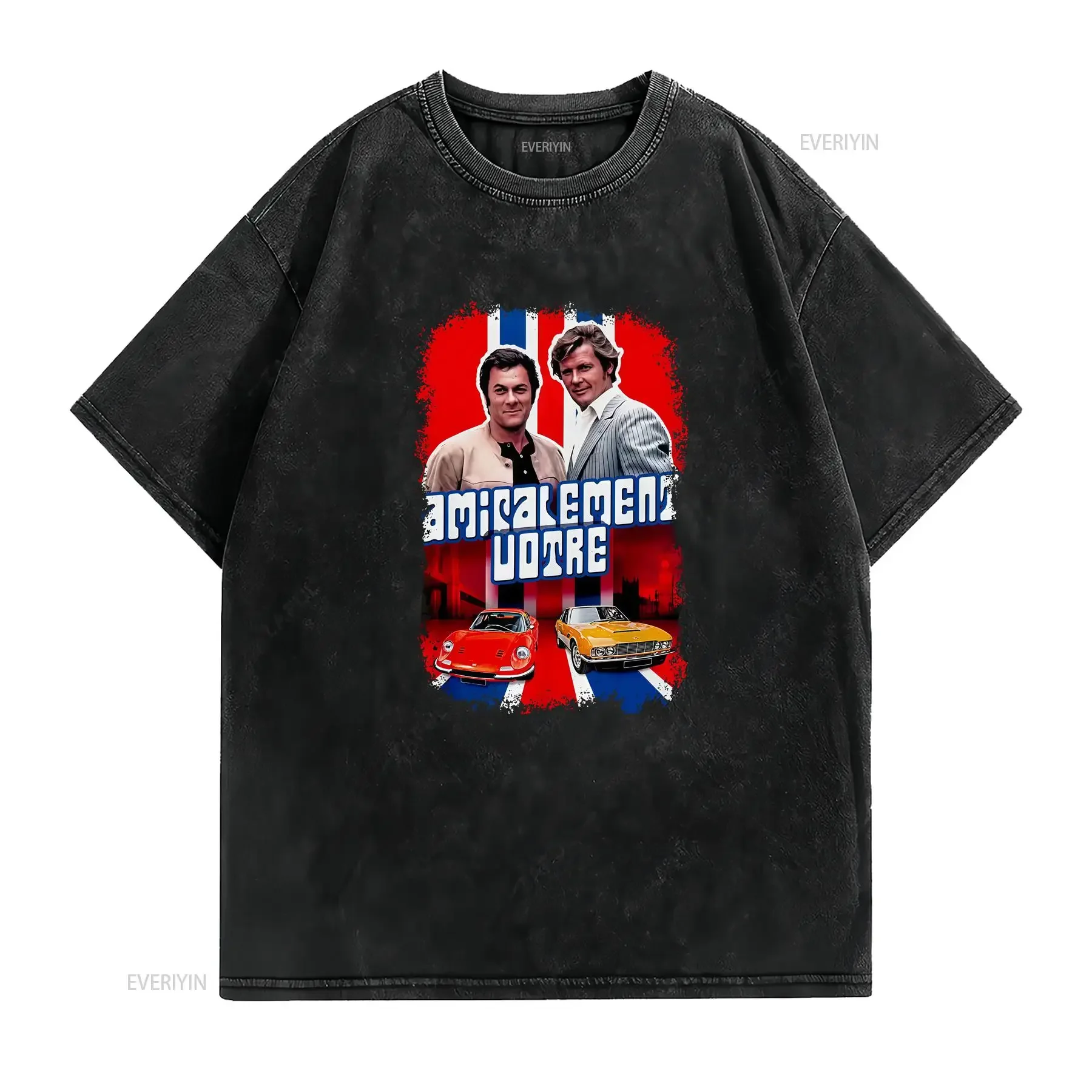 The Persuaders 1971 Movie Poster Inspired T Shirt Retro 80s vintage Washed fashion homme Stretched streetwear Breathable
