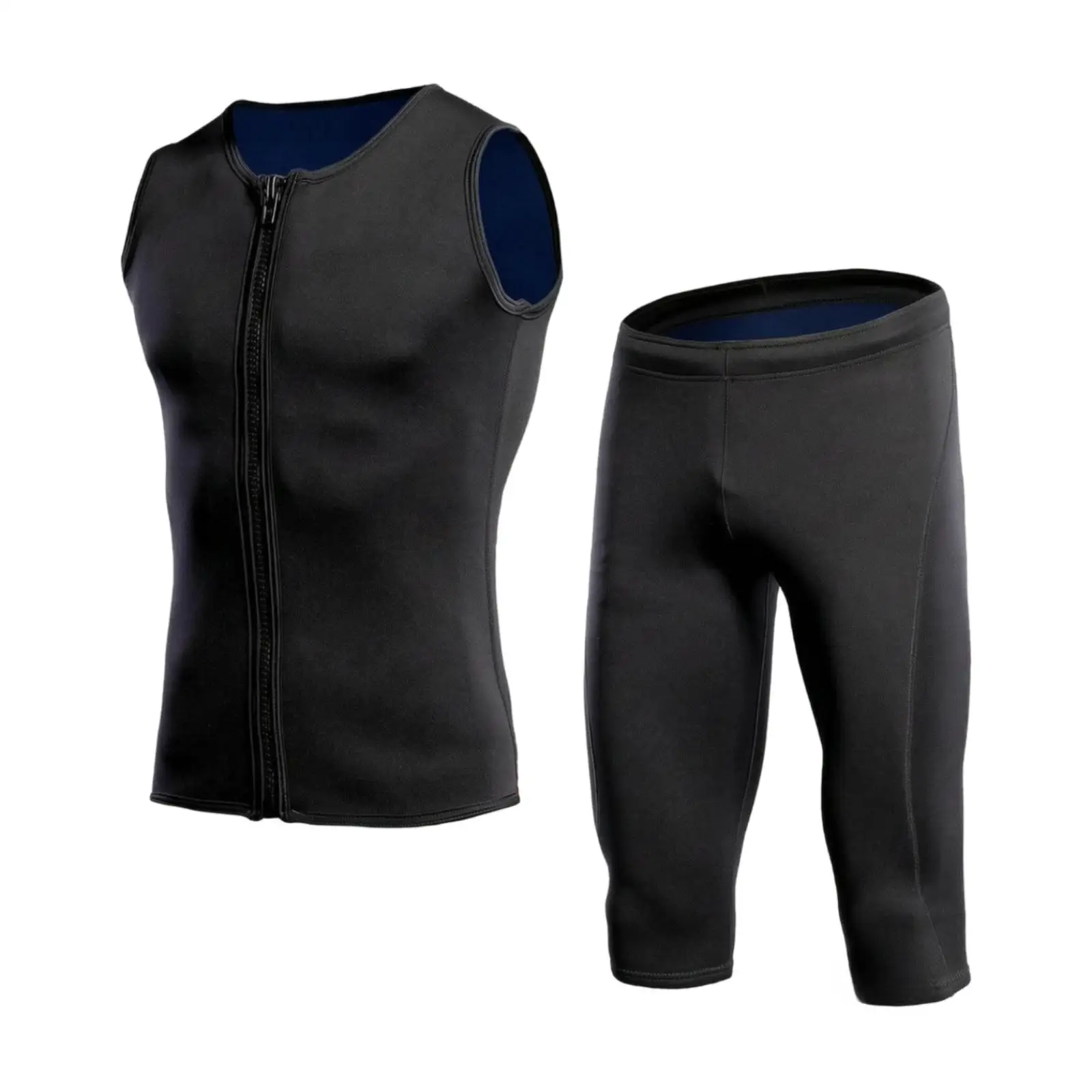 2 Pieces 2mm Neoprene Wetsuit Set Close-Fitting Wetsuit Shorts Vest Set Snug Fit for Snorkeling, Paddle Sports, Cold Water