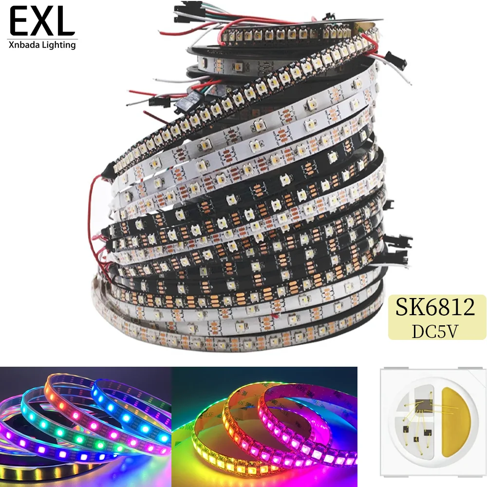 

DC5V SK6812 Led Strip Lights 4IN1 Similar WS2812 Full Color Individual Addressable RGBWW/RGBCW/RGBNW 30/60/144pixels/m Led Light