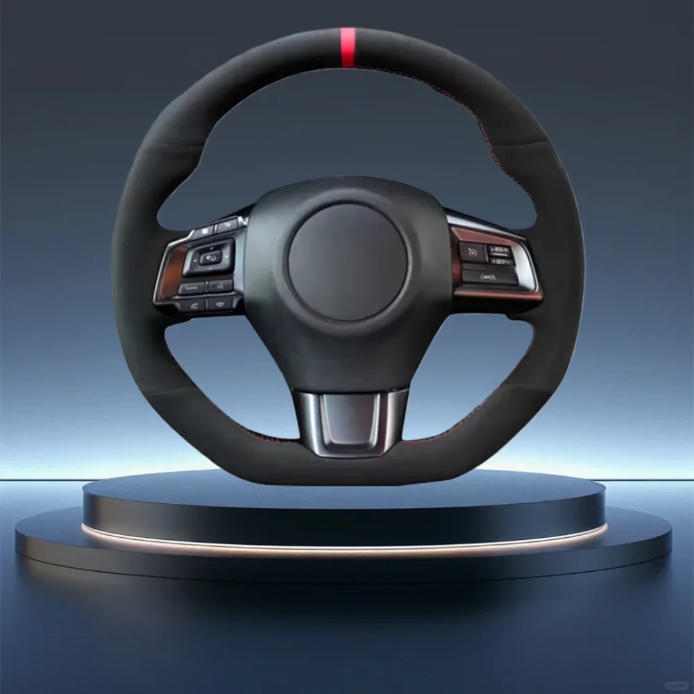 Accesorios Interiores para Auto, Funda de Volante Cosida a Mano en Cuero Suede Negro para Subaru WRX (STI) Levorg 2015-2021