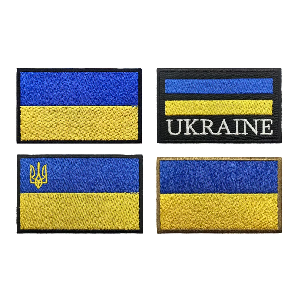 1PC Ukrainian flag Ukraine Patch Stripes Badge Tags Chevrons Military Armband Iron On Or Hook Loop Embroidered