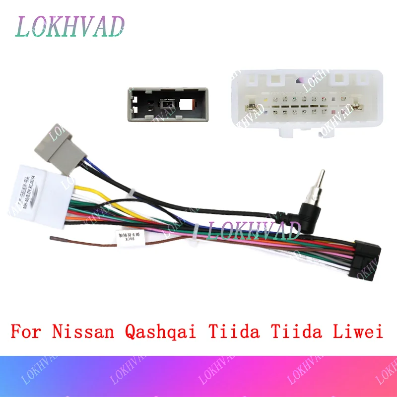 Adaptador de Cable de alimentación de 16 pines para Audio de coche, DVD, Android, para Nissan Qashqai Tiida Tiida Liwei, arnés de cableado de alimentación