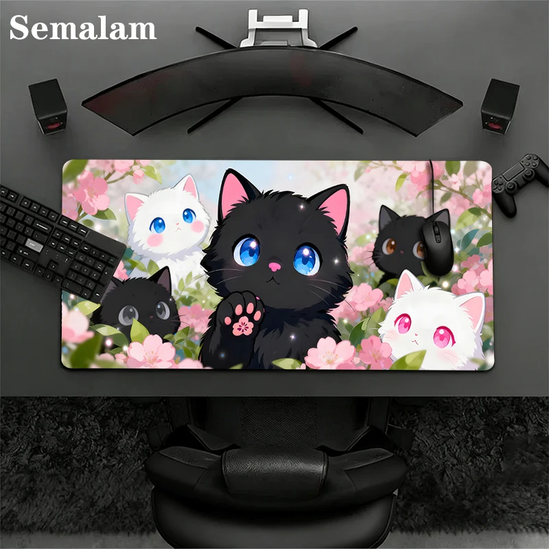 

Коврик для мыши в стиле аниме XXL, игровой коврик для стола, милый и стильный, большой, с противоскользящей резиновой основой и прошитыми краями, для геймеров, ПК и ноутбуков