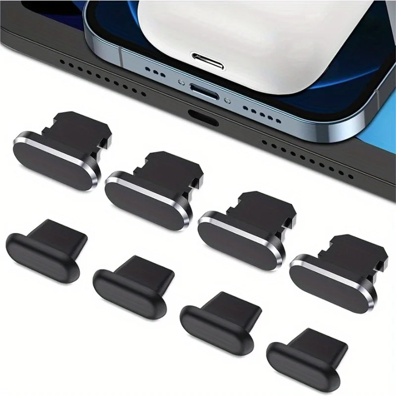 für iPhone Staubstecker-Set mit Aufbewahrungsbox – für iPhone 14 und iPad, Ladeanschlussschutz aus Metall und Silikon, Ladeanschlussstecker