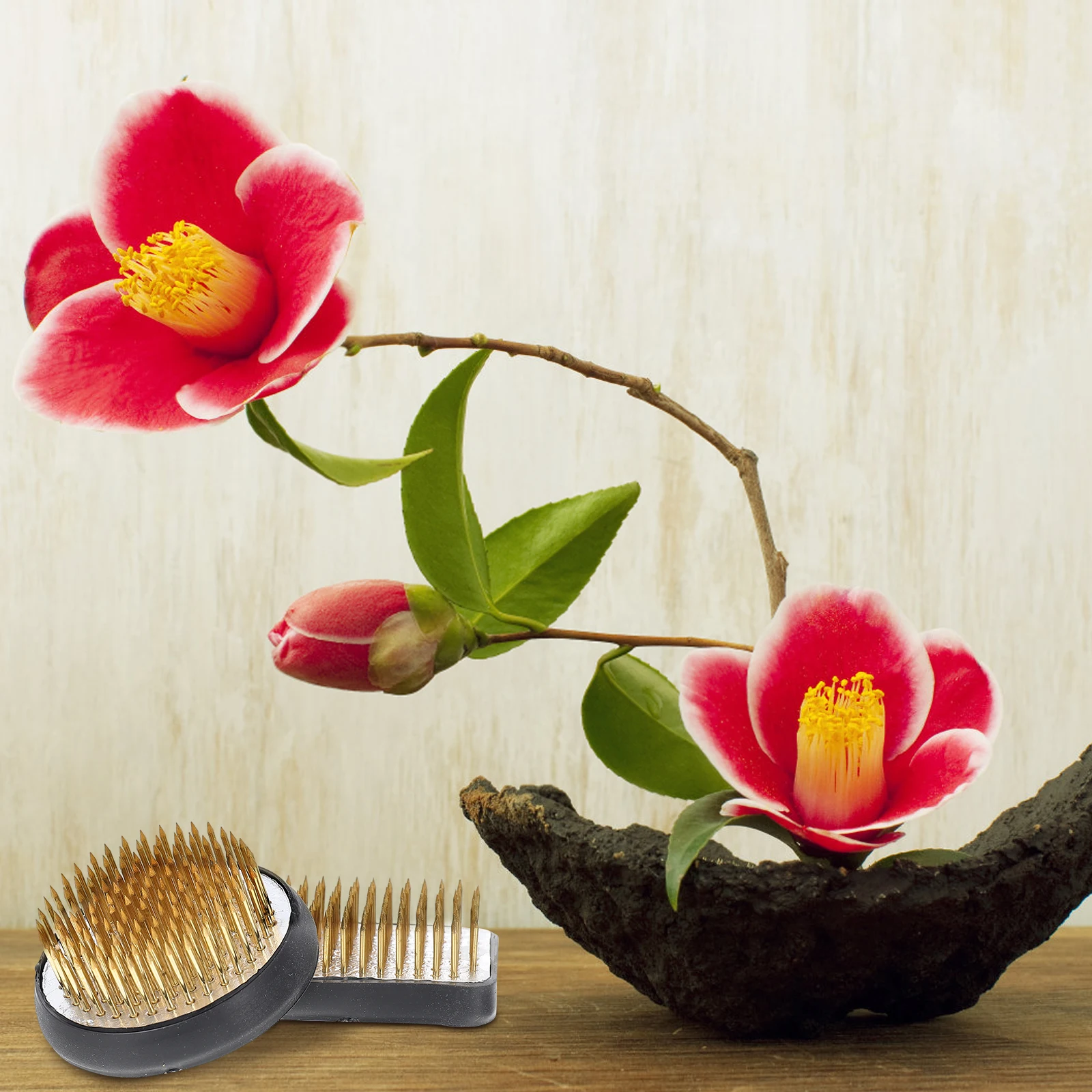 

2 pcs Copper Flower Pin Holder Dense Needle Design Durable Flower Arrangement Support Floral Holder For Artificial Silk Blooms