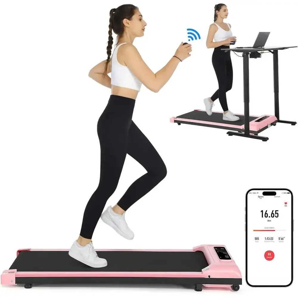 Portable 2.5HP Under Desk Treadmill, 3-in-1 Compact Design, Supports Up to 300 lbs, with Remote Control and LED Touch Screen, Ea