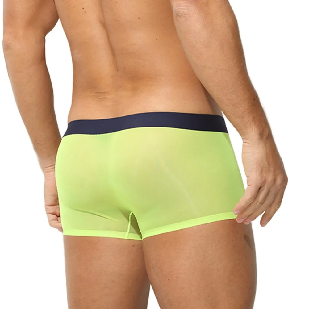 

Mens Sheer Sexy Ice Silk Boxer Low Waist Boxers Shorts Underwear Breathable Cooling U Pouch Intimate Panties