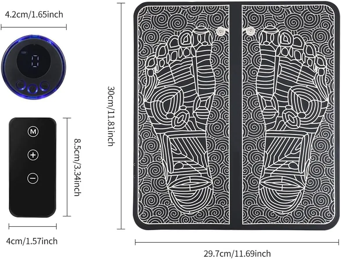 EMS Foot Massager Pad 8 Modes 19 Level Acupoints Massage Muscle Stimulation Improve Blood Circulation Relax Relief Feet Pain