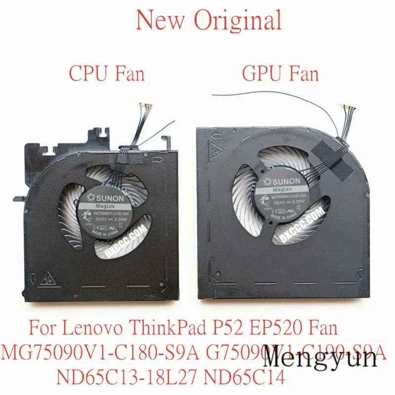 NewOriginalLaptopCoolingFan For LenovoThinkPad P52 EP520 MG75090V1-C180-S9A G75090V1-C190-S9A ND65C13-18L27 ND65C14-17K08 02DM01