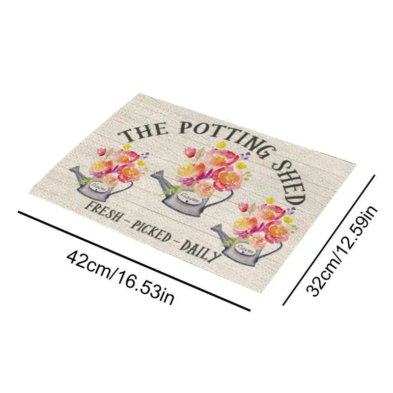 Kitchen Table Mats Spring Placemats Non-Slip Washable Summer Placemats Floral Placemat With Funny Pattern Desk Pad For Dining