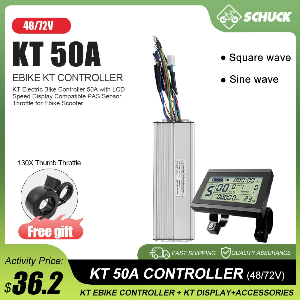 

Electric Bicycle 48V/72V 50A KunTeng Squarewave and Sinewave With Light Function For 2000W/3000W E-bike Motor Kit Accessories
