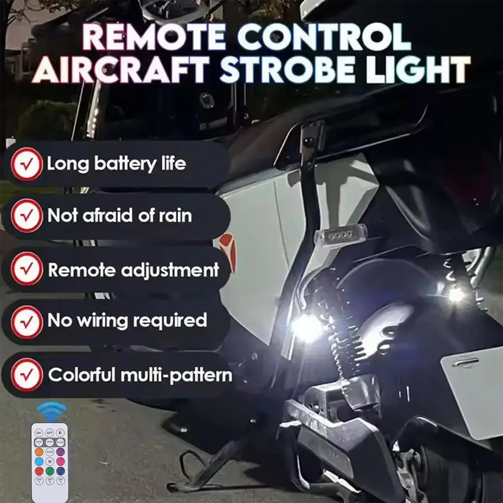 1-10PCS Motorcycle LED Aircraft Strobe Lights Drone Anti-collision Warning Lamp Flash Indicator With Wireless Remote Control