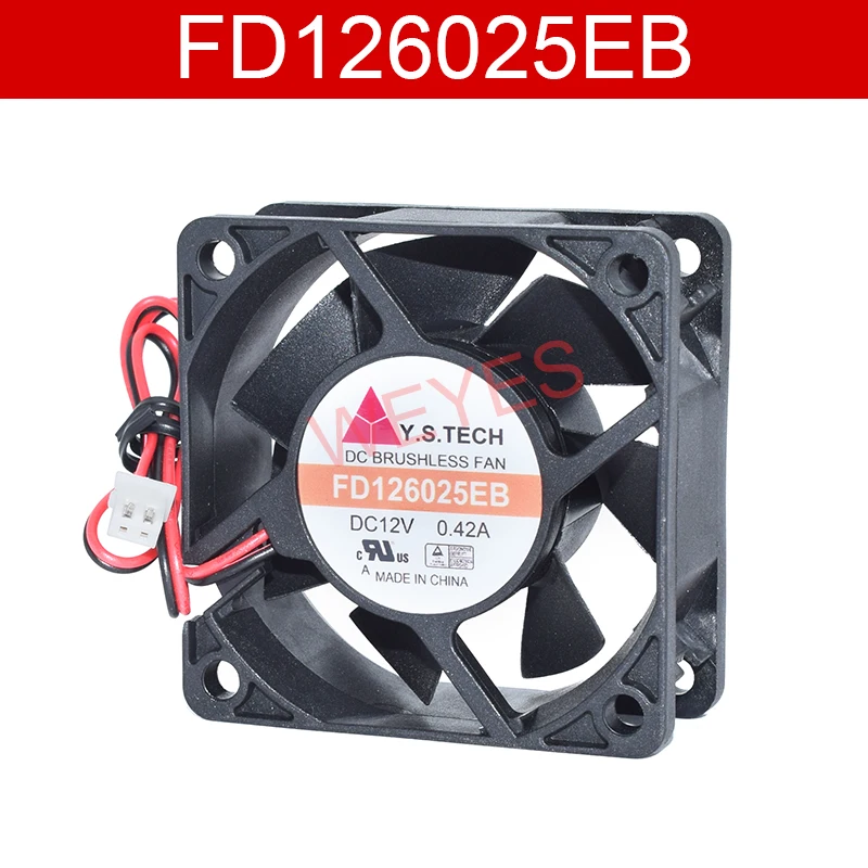 Well Tested FD126025EB DC12V 0.42A 6025 6cm Two Wires Server Square Cooling Fan