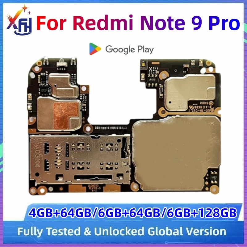 

Motherboard for Xiaomi Redmi Note 9 Pro, Original Unlocked Mainboard, 64GB 128GB Global ROM