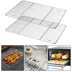 2pcs Stainless Steel Roasting Rack Baking Pans Non-stick Oven Grill Racks Barbecue Cooking Tool Bread Tray Kitchen Accessories