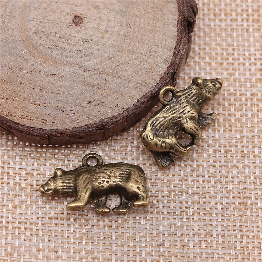 WYSIWYG 10pcs 24x15mm 2 Colors Antique Bronze Plated Pendant Charm Bear Pendant Bear Polar Charm Pendant Bear