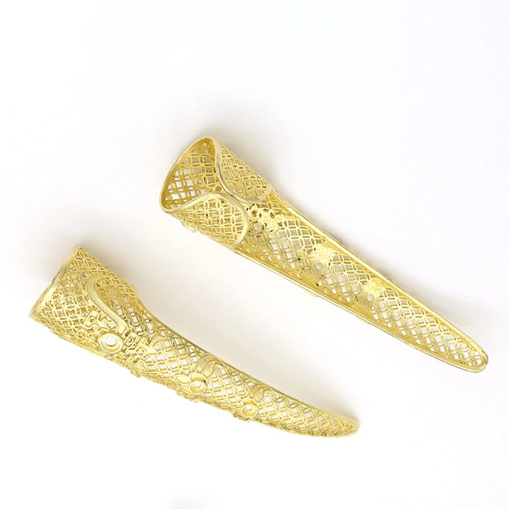 

2pcs Copper Fingernail Covers Women Hollow Out Costume Nails Role Play Finger Props Lightweight Durable Hand for Halloween