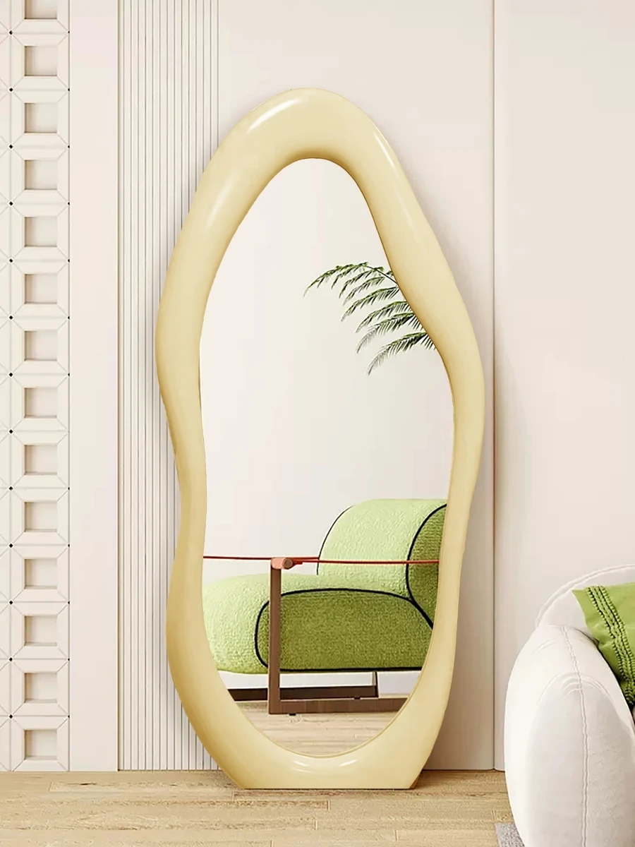 Design a floor to ceiling full body dressing mirror for internet celebrity home use. Art wall mounted wooden fitting mirror