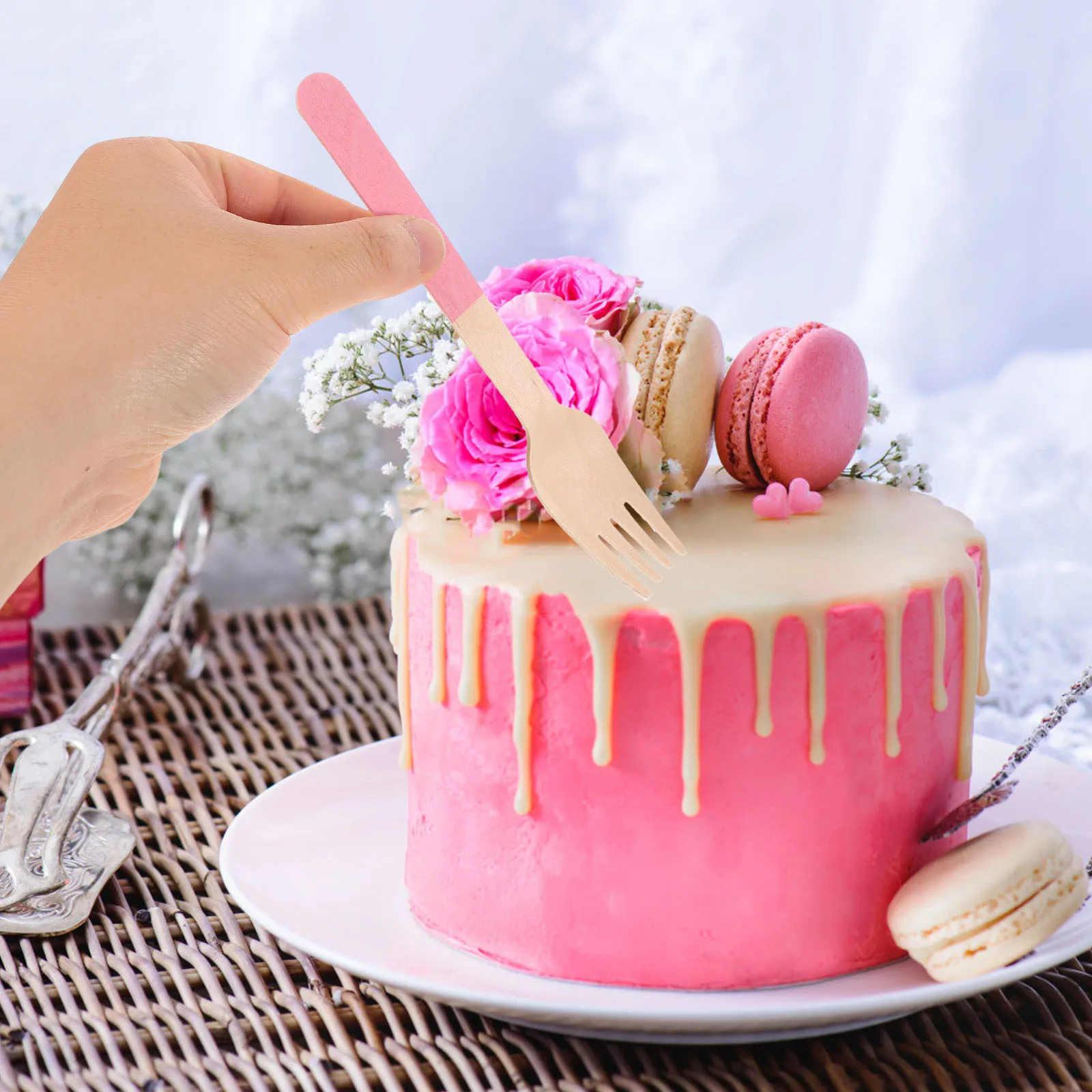 

24Pcs Disposable Wooden Utensils Cutlery Set Safe Premium for Birthday Party Baby Shower Picnic Wedding Wood Untensils