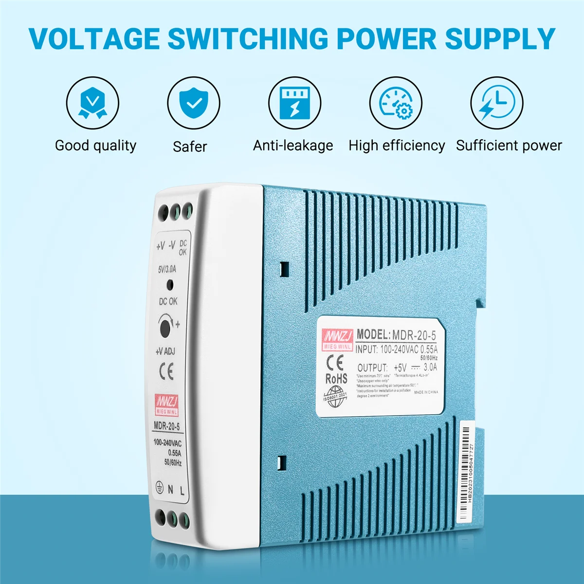 جديد MDR-20 5 فولت 20 واط الدين السكك الحديدية امدادات الطاقة التيار المتناوب تيار مستمر سائق الجهد المنظم إمدادات الطاقة 110 فولت 220 فولت