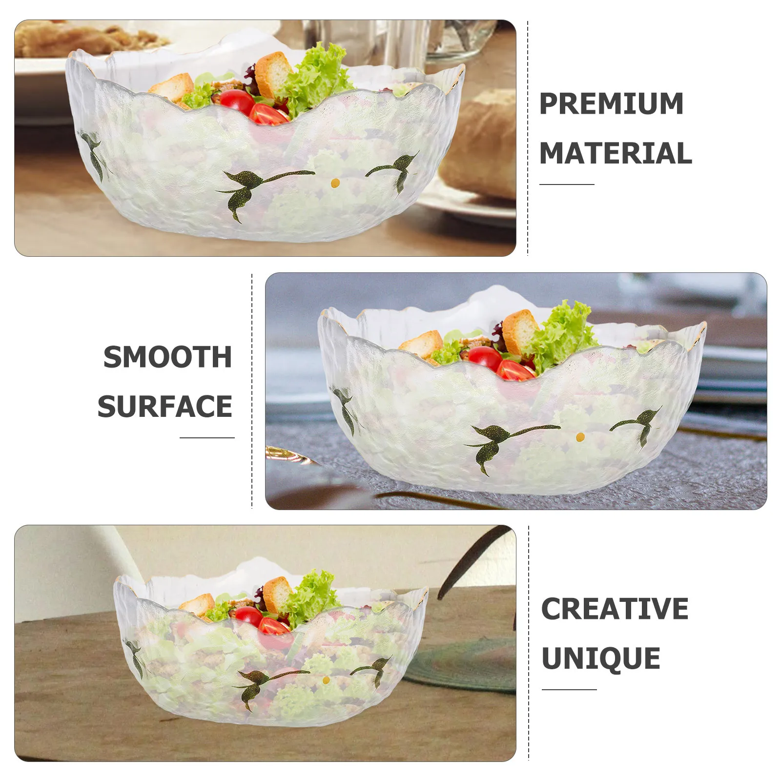 

Fruit Container Dessert Bowls Modern Storage Salad with Lid Serving for Kitchen Counter Decorative