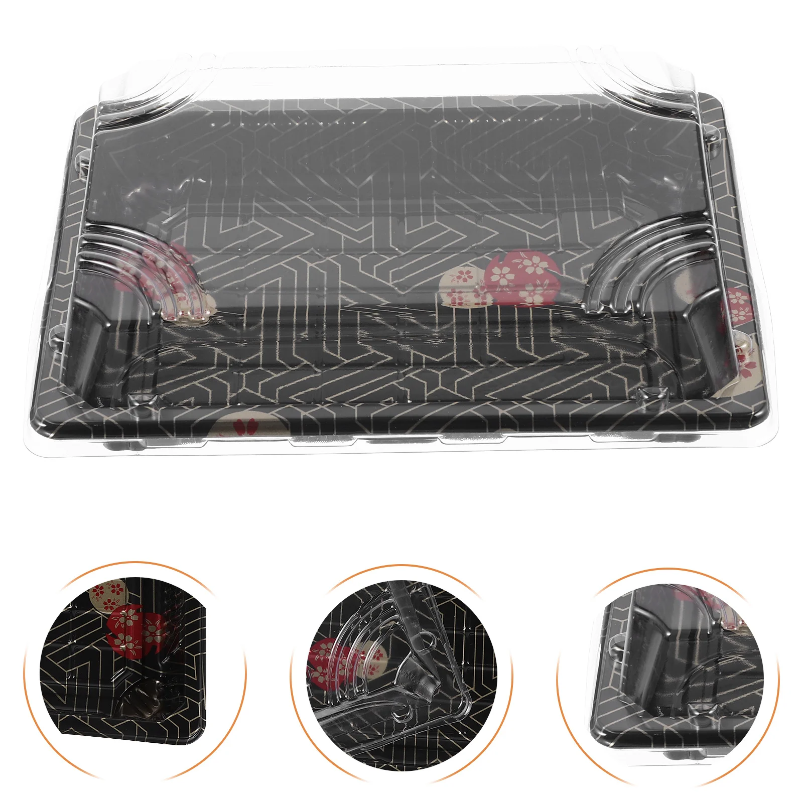 

25Pcs Sushi Packing Box Lightweight Rectangle Container Reusable Plastic Tray Ideal for Carryout and Meal Prep
