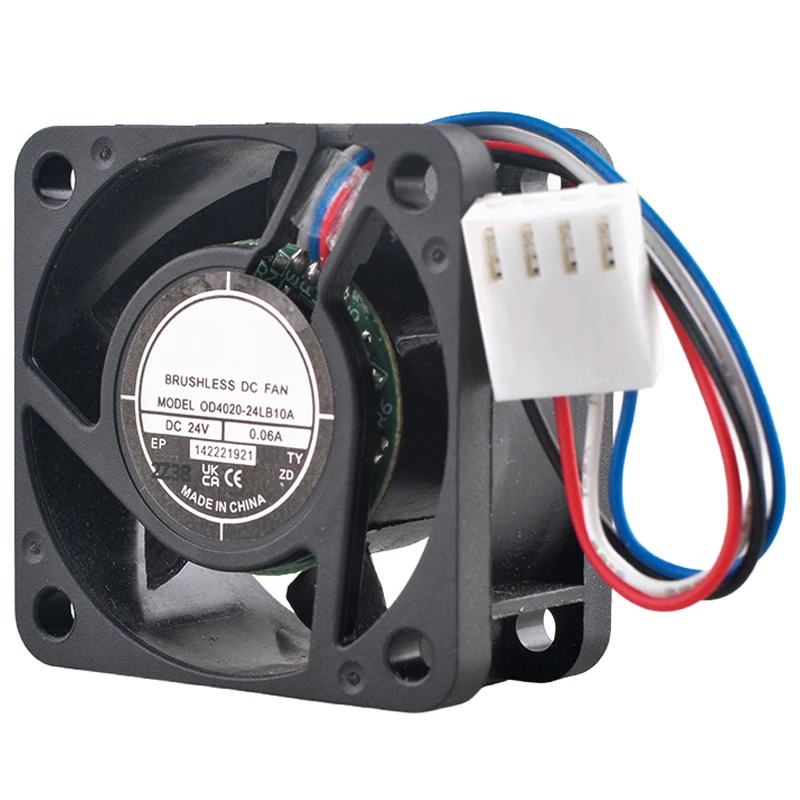 

Dual Ball Bearing Cooling Fan for Power Frequency Converter, OD4020-24LB10A, 4cm, 40mm, 40x40x20mm, DC 24V, 0.06A, 4 Pin