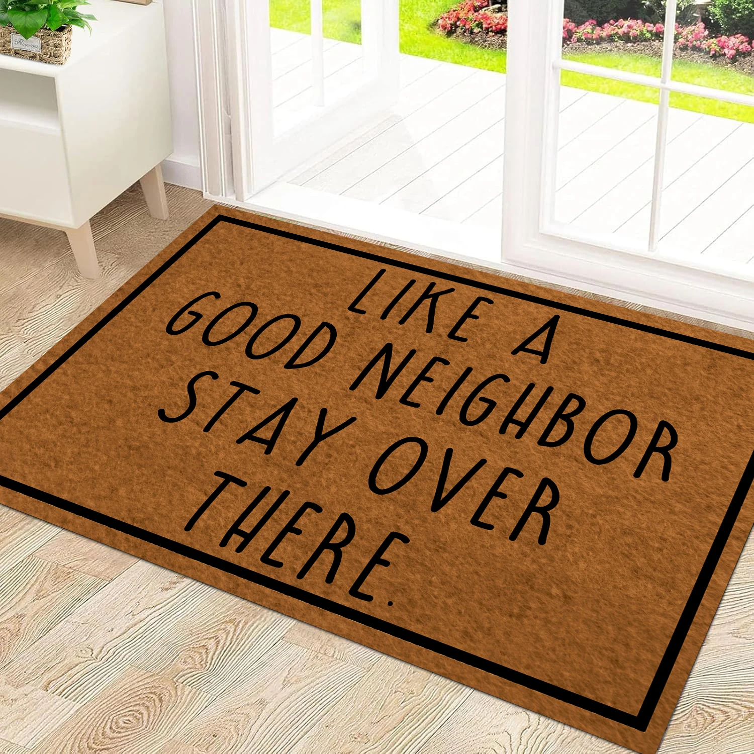 

Like A Good Neighbor Stay Over There Doormat Rubber Funny Mats for Entryway Door Mat Indoor Outdoor Waterproof Floor Foot Mat