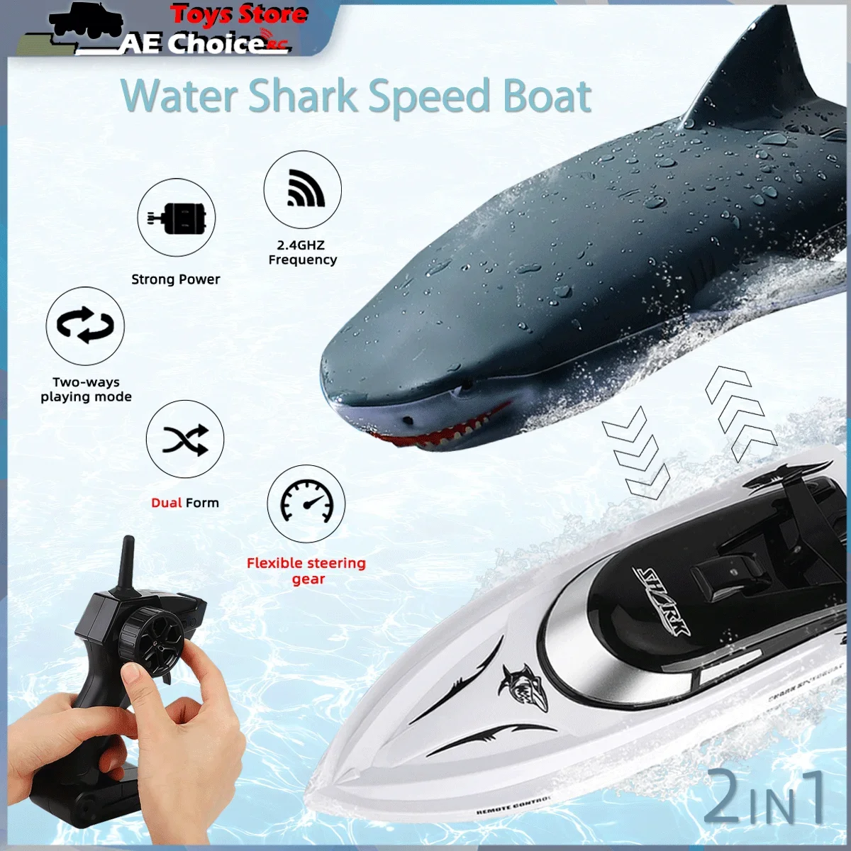 

JJRC RC Boat Shark Model Control Speedboat 2.4G Radio Remote Racing Ship Electronic Water Game Gift for Children Kids