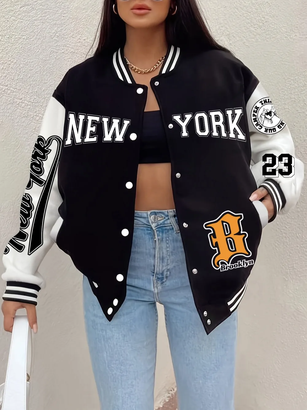 

New York Brooklyn Printing Baseball Coat Womens Winter Fleece Warm Jackets Casual Pocket Tops Street Comfortable Womans Clothes