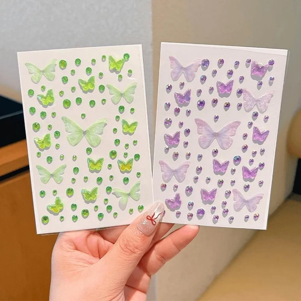 Self-adhesive Butterfly Face Stickers Rhinestone Sparkly Rhinestone Face Stickers Resin Elf Butterfly Butterfly Decals
