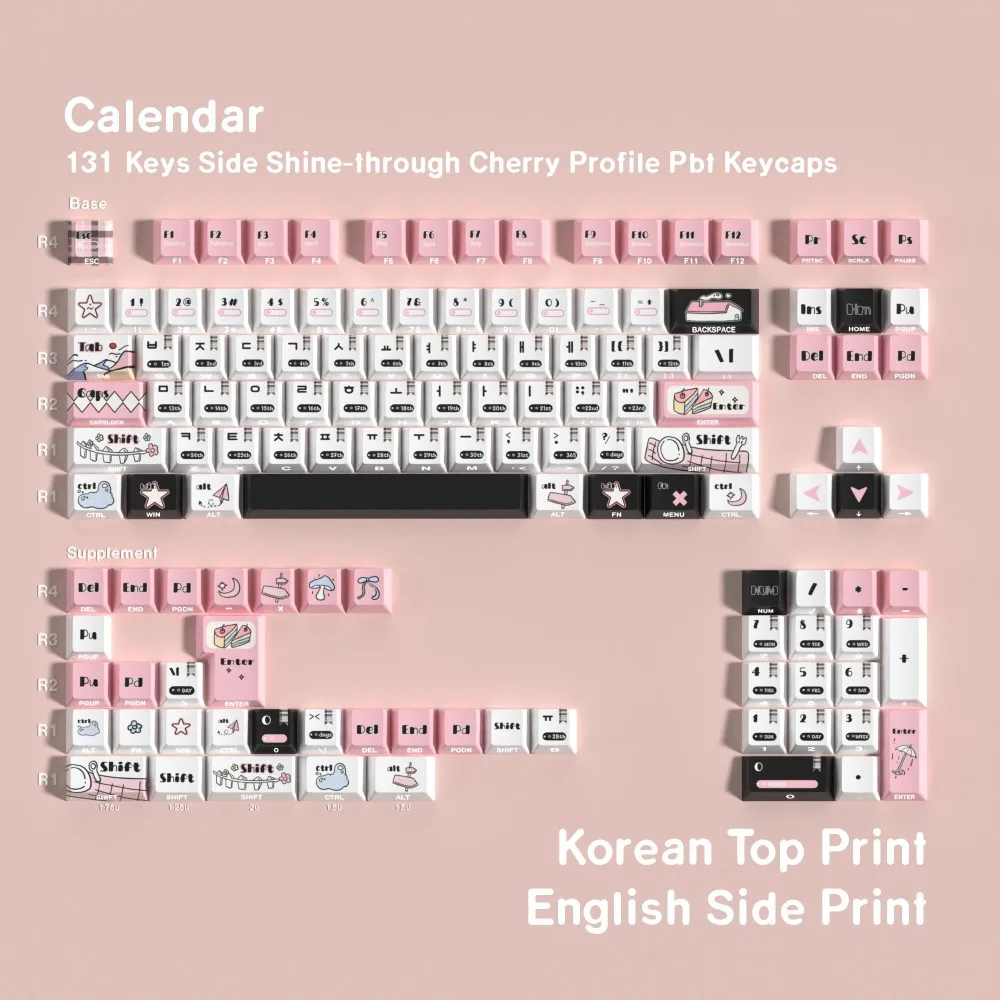 Scene Calendar High Value Keycaps Cherry PBT Sublimation Keycaps German French Spanish Russian Small Languages