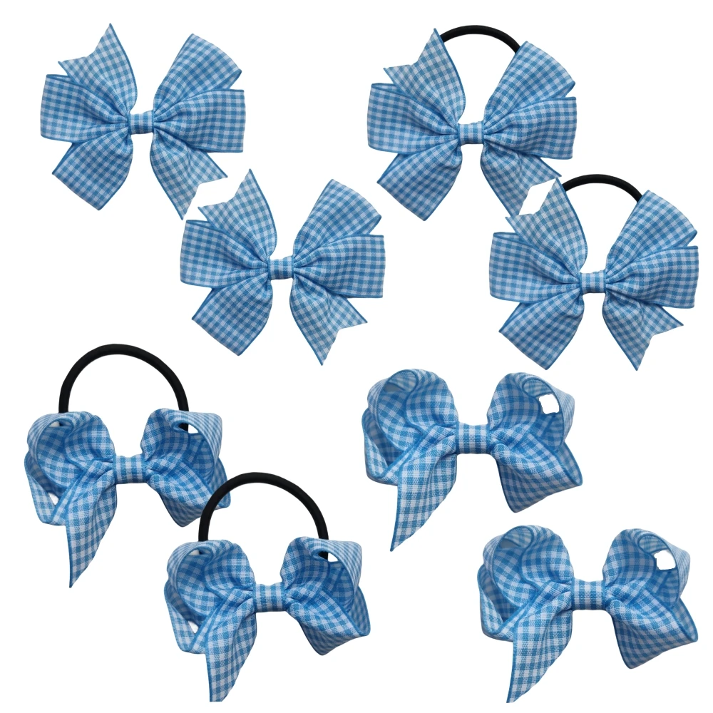 

Sweet Plaid Hair Bow Elastic Hairbands Alligator Clips Set Gingham Ribbon Pinwheel Bowknot For Girls Kids Children 8Pcs/Lot