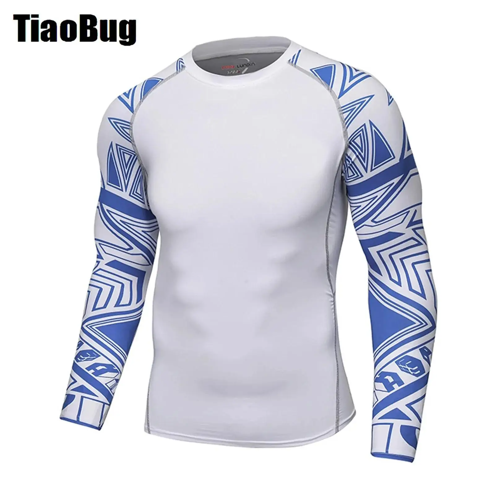 

Mens Moisture-wicking Swim Tops Compression Rashguard Long Sleeve High Elastic Print Fitness Tops for Sports Gym