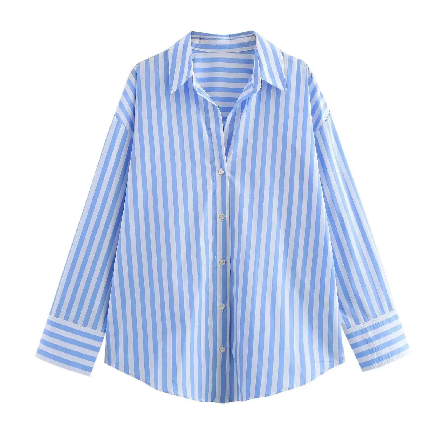 

European and American style 2025 thin spring and summer French niche fashion striped loose casual shirt women