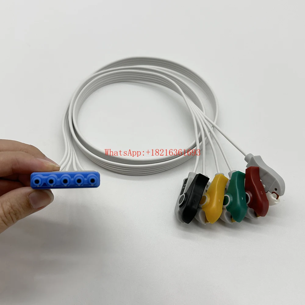 Medical Disposable Electrocardiogram Lead Wire 5-lead Clip Cable Consumables
