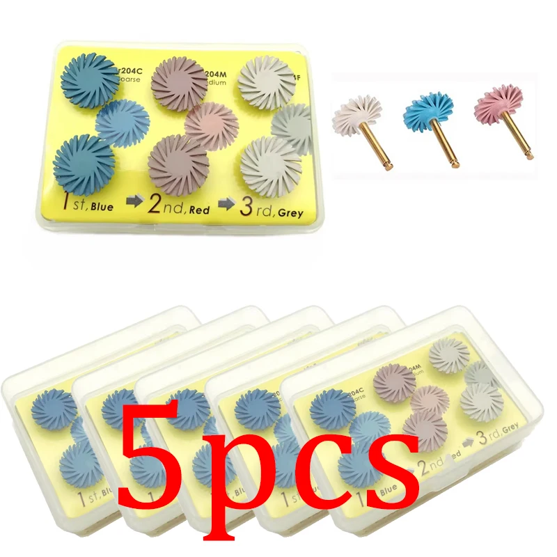 

5set Dental Composite Resin Polishing Disc Kit Diamond System Ra Dental Material Teeth Flex Spiral Brush Burs Polisher