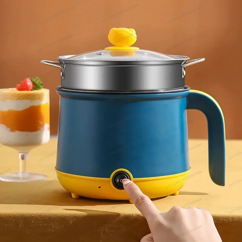 Mini Electric Hot Pot 1.8L， 600W Fast Heating & Non-Stick Pot， 2 Temp Levels for Noodles， Soup， Stew， Easy Clean view 3