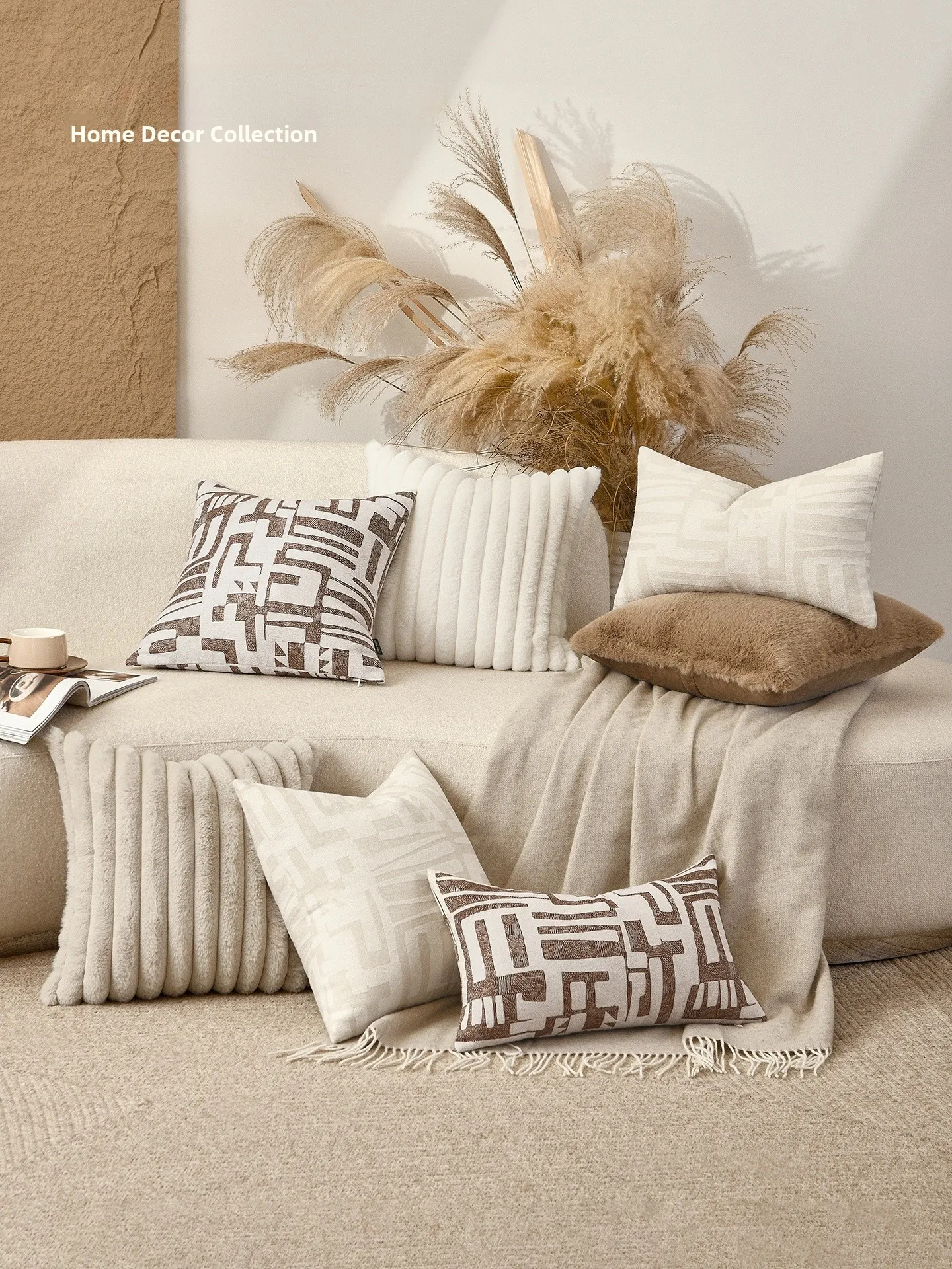 

Modern Minimalist Soft Decoration Couch Pillow Cover for Villa Holiday Home Living Room Sofa Square Polyester Cushion