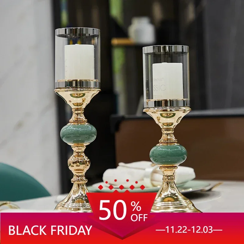 

Vintage Transparent Candle Holder Luxury Living Room Candlestick Chandelier Exquisite Decoracion Hogar Home Decorations CY50CS