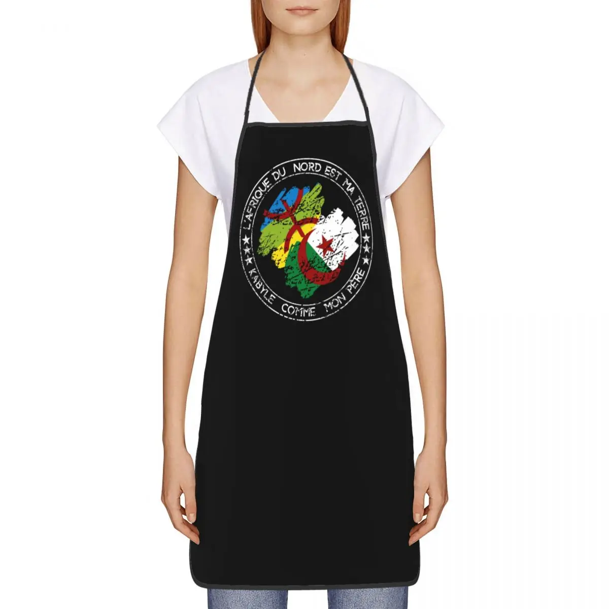 Funny Kabyle Amazigh Berber Flag Bib Aprons Men Women Unisex Kitchen Chef Tablier Cuisine for Cooking Baking Painting