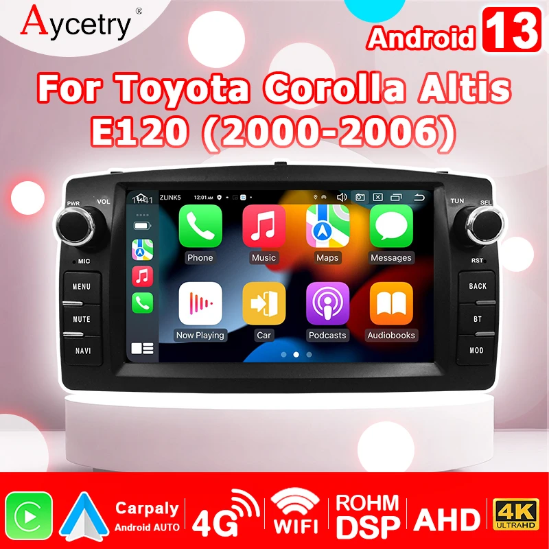 8GB+128GB Wireless Carplay 2 Din Android 12 Car Radio Multimedia Player For Toyota Corolla Altis E120  Auto stereo GPS Audio