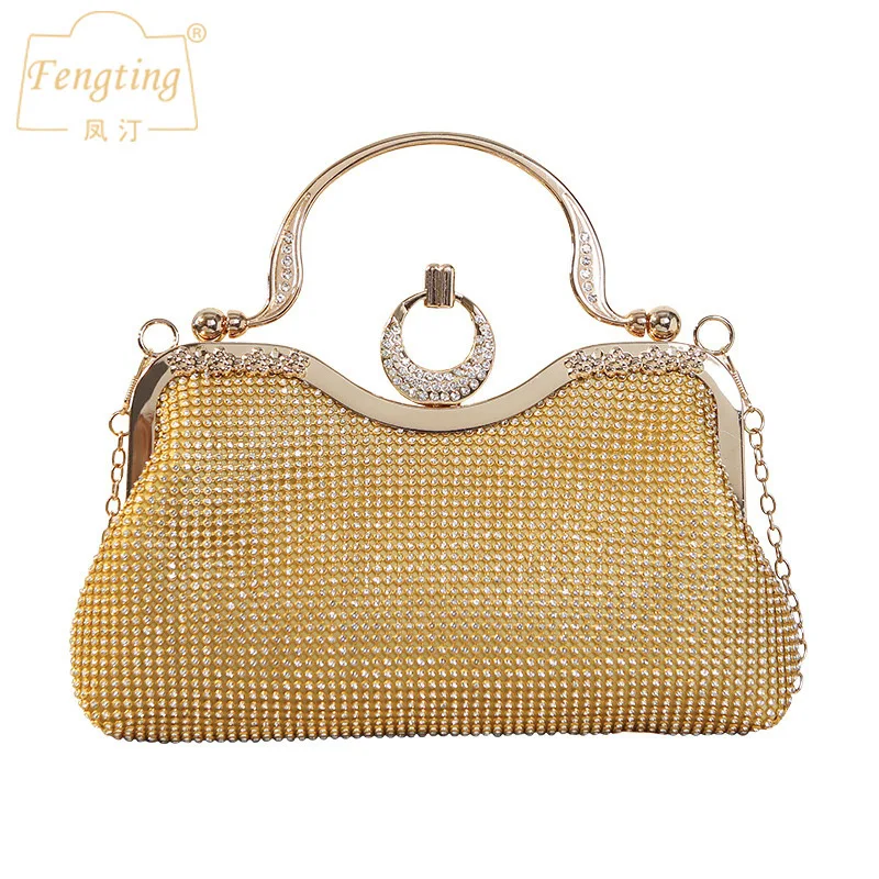 

2022 Diamond beaded Handbag for Women Trend new Luxury Designer Rhinestone Evening Clutches chain shoulder Bag gold silver B470