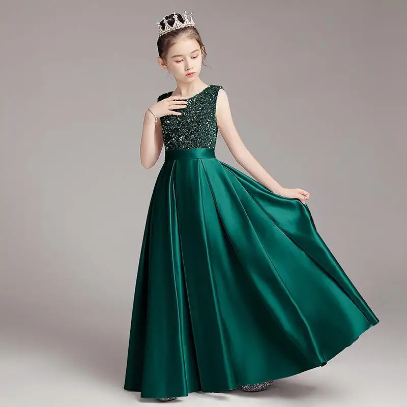 Children Girl Dress Shiny Luxury Princess Dresses Piano Competition Costume Clothes Evening Birthday Party Dresses Daughter Gift