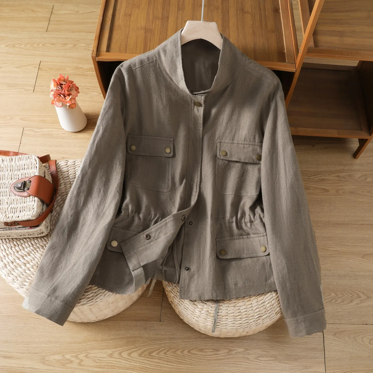 Artistic Loose Fit Ultra-Thin Hunting Style Workwear Coat Large Size Women's Fashion Outerwear Spring Autumn Seasonal Wear