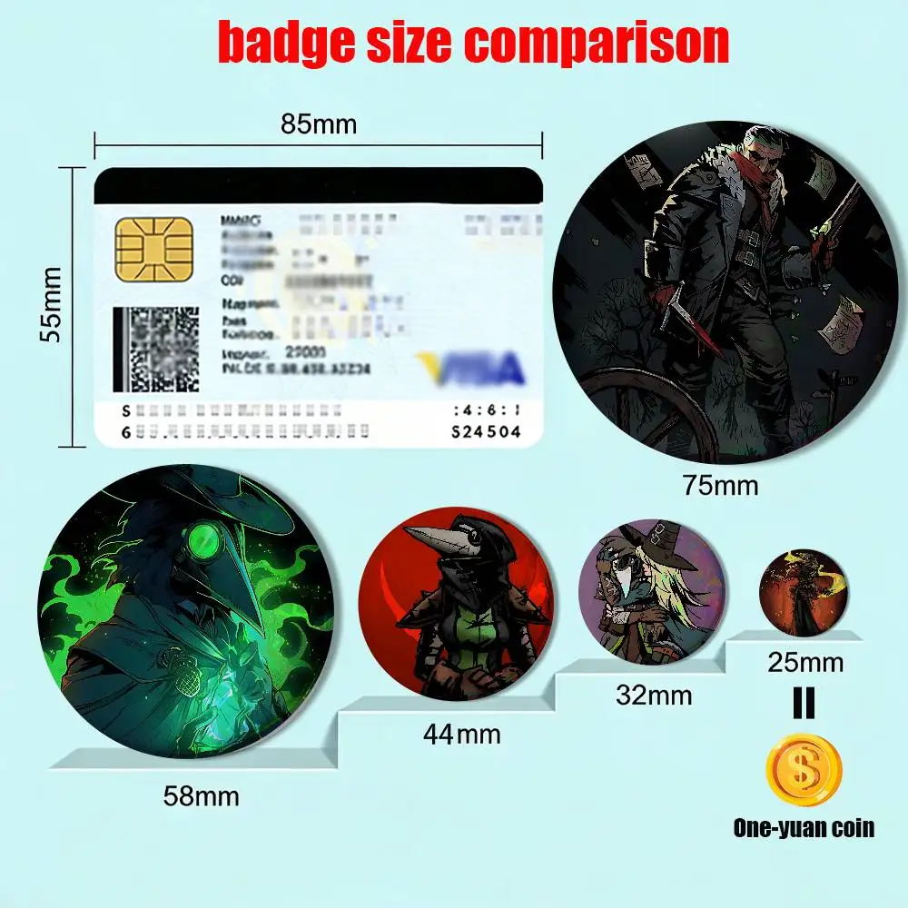 Plague Doctor Darkest Dungeon HD Print 58mm 44mm Round Lapel Pins Pretty Derby Round Display Brooches Brooch Badges